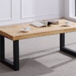 MESA CENTRO ELEVABLE LOFT ROBLE Y PATAS METÁLICAS