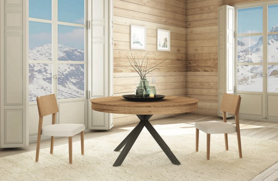 Mesa de comedor extensible de madera y metal en roble nordish y
