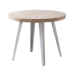 MESA COMEDOR REDONDA EXTENSIBLE  ROBLE NORDISH / BLANCO.