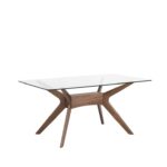 MESA COMEDOR FIJA CRISTAL/NOGAL DELLA